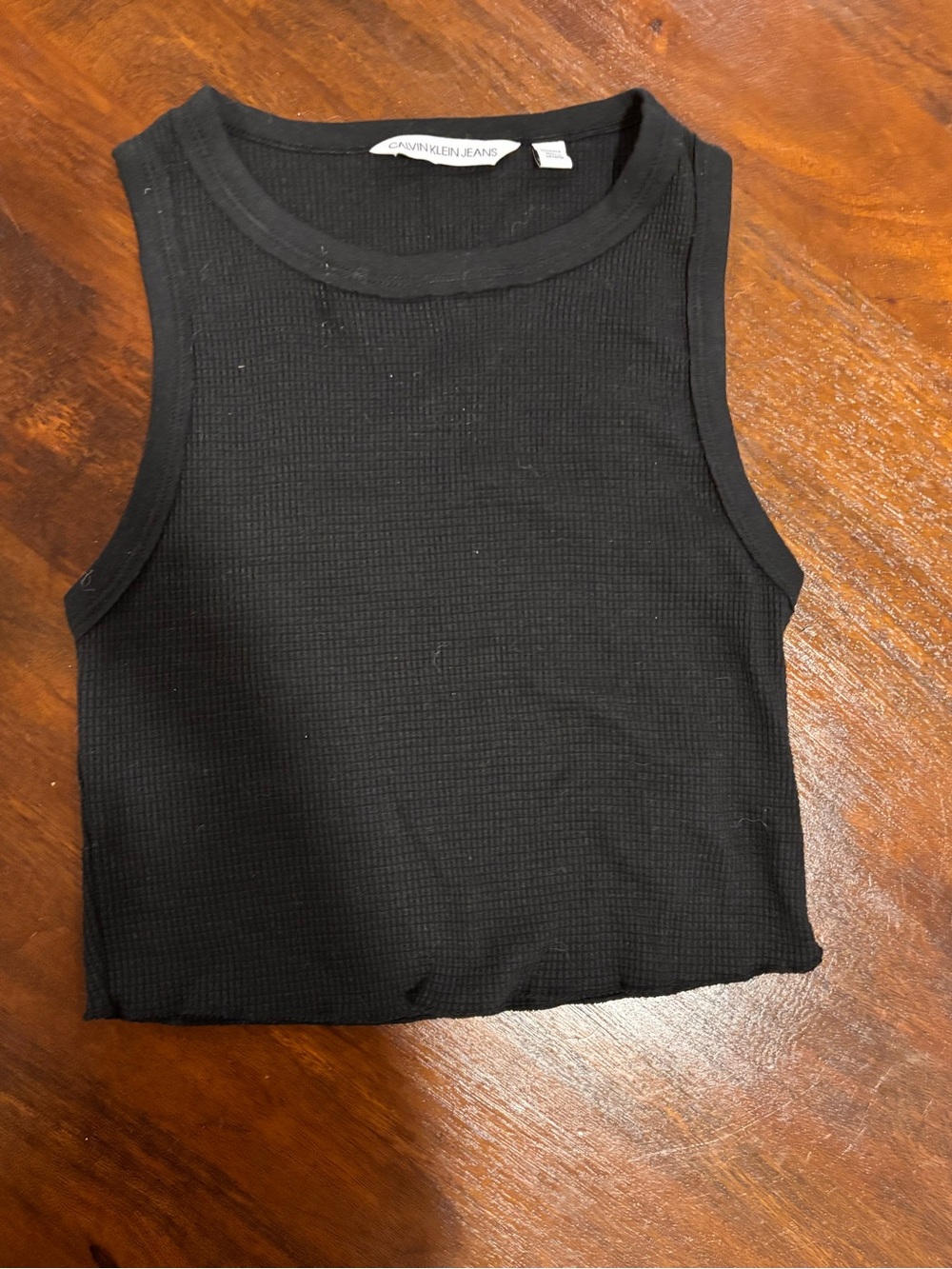 Calvin Klein Jeans Black Ribbed Crop Tank Top